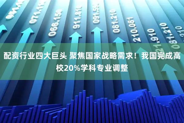 配资行业四大巨头 聚焦国家战略需求！我国完成高校20%学科专业调整