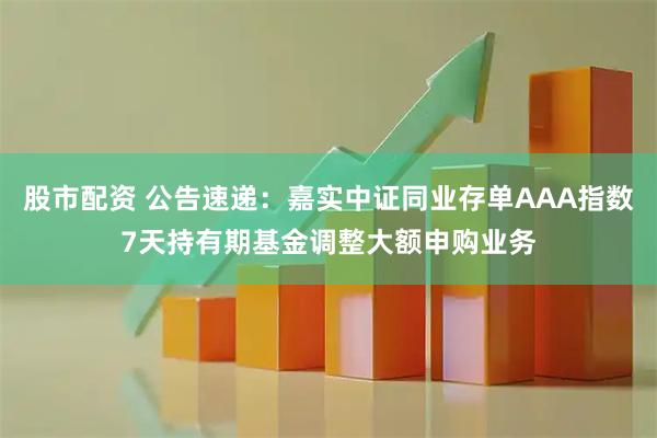 股市配资 公告速递：嘉实中证同业存单AAA指数7天持有期基金调整大额申购业务